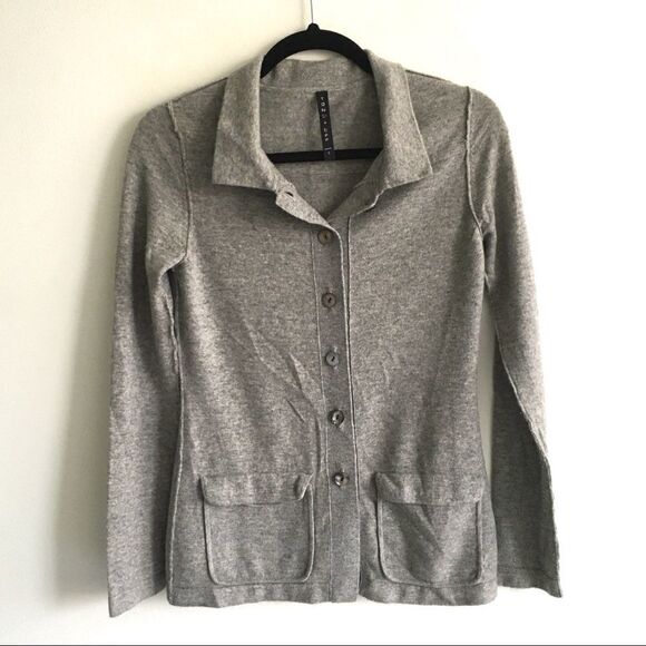 TANA + BEE Cashmere Wool Button Front Blazer Cardigan Sweater Grey S - Picture 3 of 11